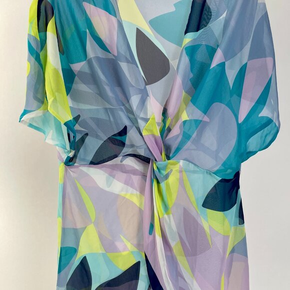 La Vie En Rose Flowy Swimsuit Beach Coverup Blue Yellow Purple, Size S - Picture 9 of 9